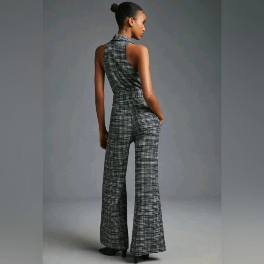 Maeve Anthropologie Sleeveless Plaid Jumpsuit Belted Size 0P - Picture 2 of 10
